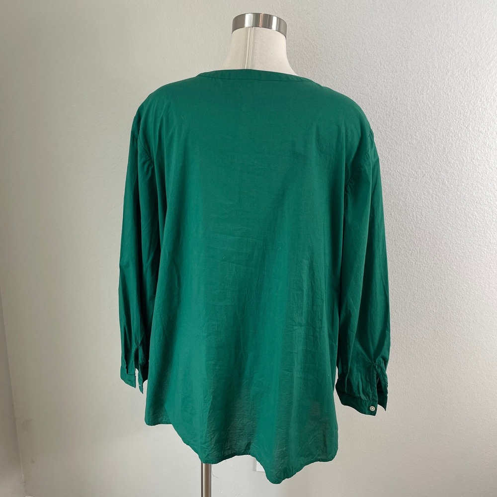 J Jill Womens Plus 2X Green Floral Embroidered Tunic Top Shirt Long Sleeve - Picture 7 of 8